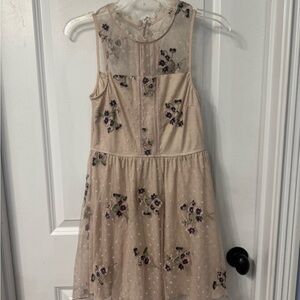 Speechless Kids Dress with Floral Embroidery - Cream and Purple